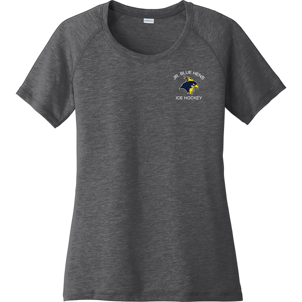 Delaware Jr. Blue Hens Ladies PosiCharge Tri-Blend Wicking Scoop Neck Raglan Tee